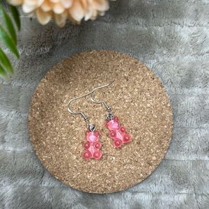 Pink Gummy Bear Dangle Earrings